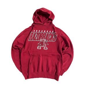 Vintage Arkansas Razorbacks Red Oak Hoodie Size Medium Pullover Sweatshirt